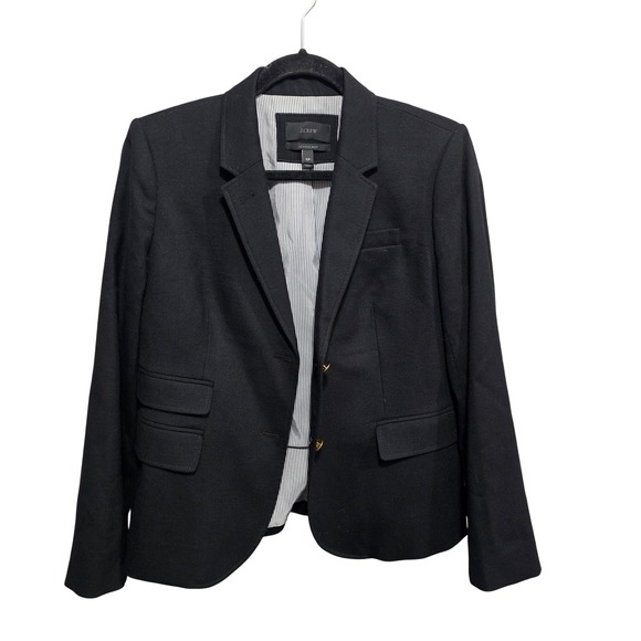 J. CREW Schoolboy Blazer in Black Wool with Gold Buttons Size 12P Preppy Office - Picture 3 of 11